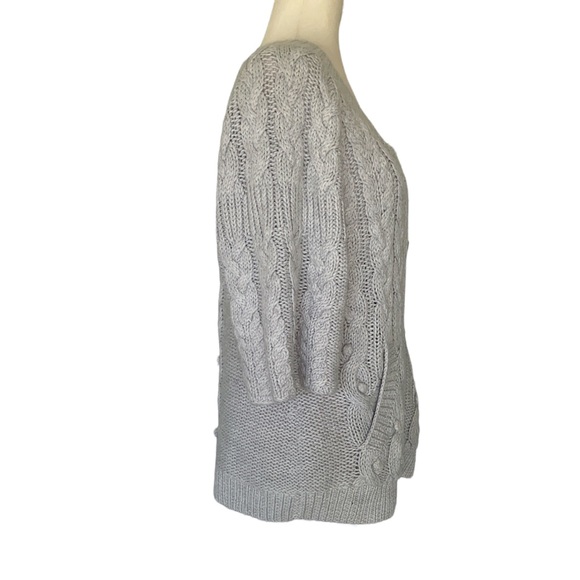 French Connection Alpaca Gray Cable Knit Zip Cardigan - L - Picture 4 of 9